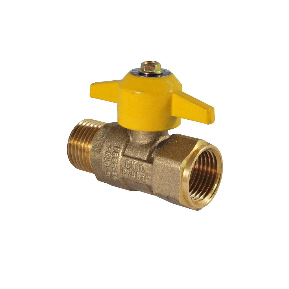 Llave De Paso Gas Bronce 1/2" Hi X 7/8" He Con Tuerca