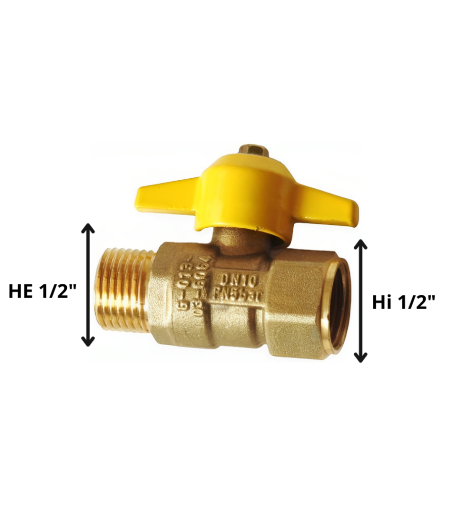 Llave De Paso Gas Bronce 1/2" Hi-He