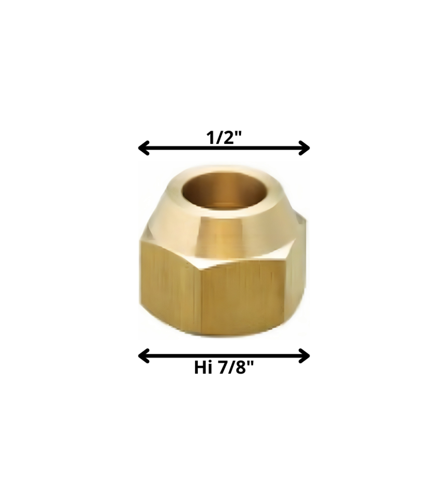 Tuerca Gas 7/8 Cónica Salida 1/2 Bronce